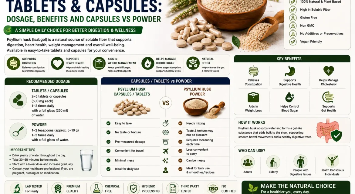 Psyllium Husk Tablets and Capsules